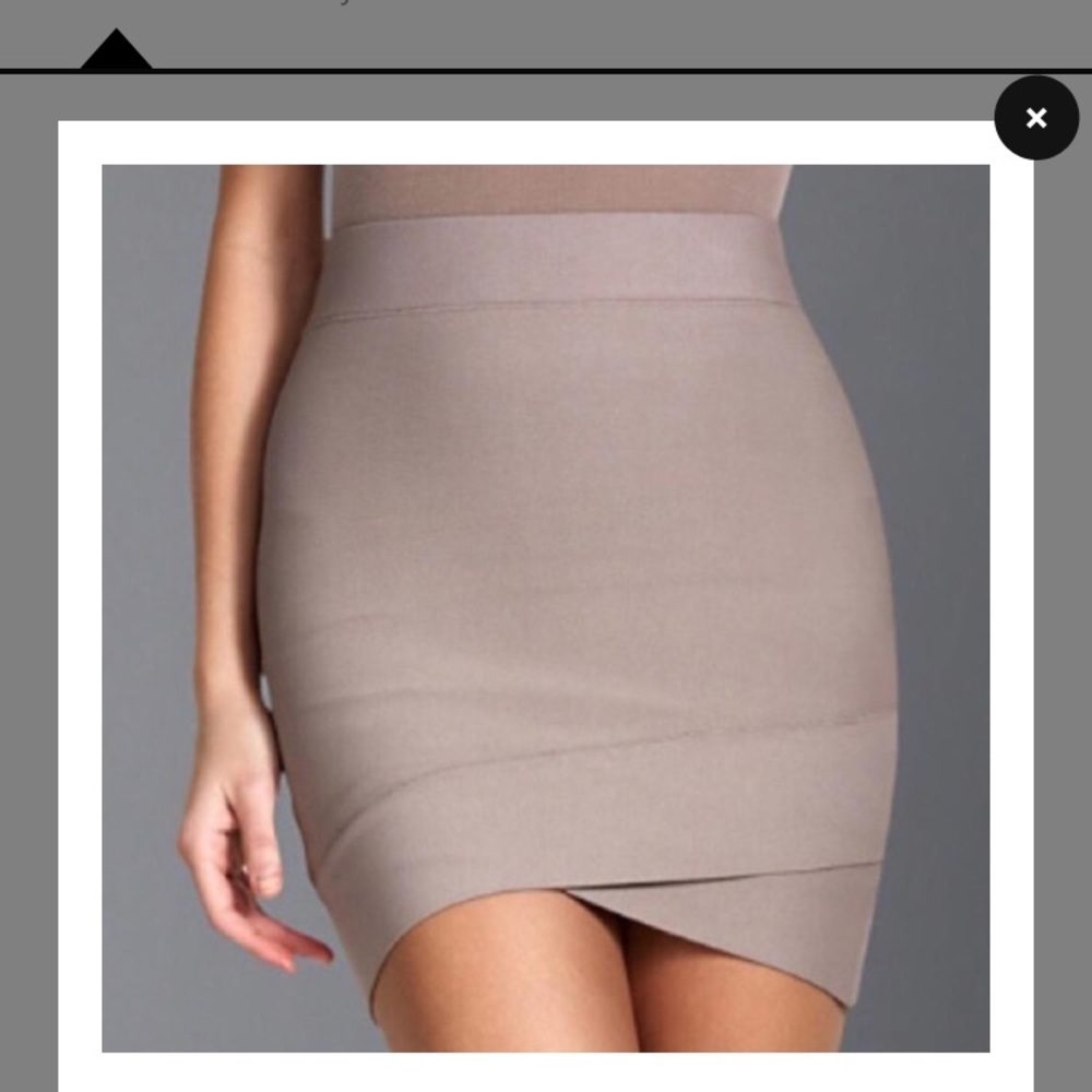 BCBGMaxazria Silvie Tan Bandage Mini Skirt